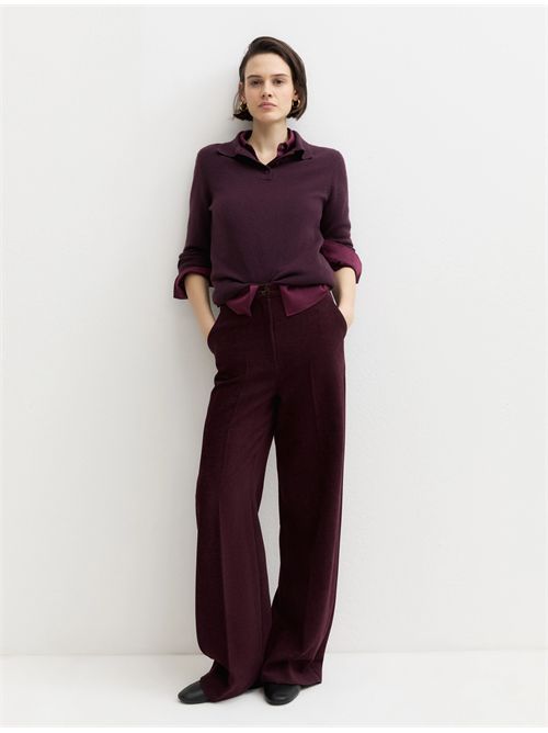 Pantalone a vita alta in ciniglia stretch